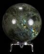 Flashy Labradorite Sphere - With Nickel Plated Stand #53568-1